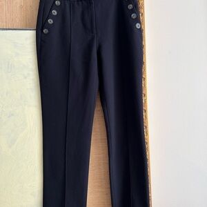 Veronica Beard Black Sailor-Button Trousers